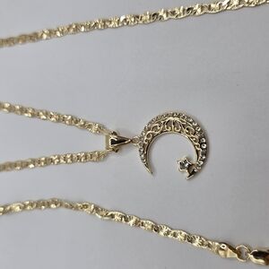 Gold Crescent Moon Pendant Necklace